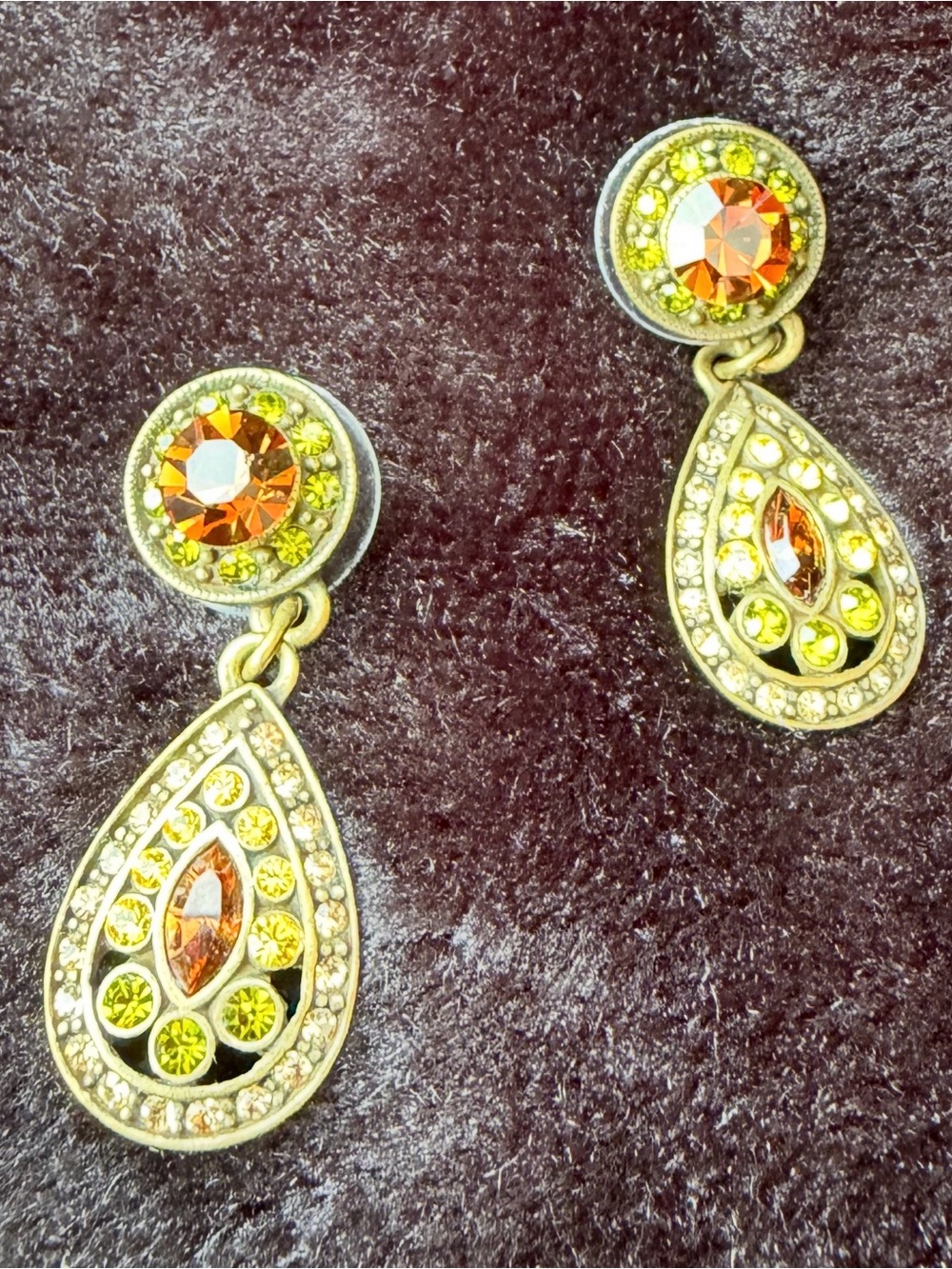 Heidi Daus "Sun Queen" Crystal Drop Earrings.